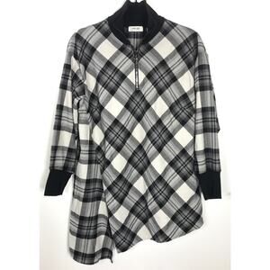 Per se Carlisle Asymmetric Gray White Black Pullover Zip Comfy Women's 4